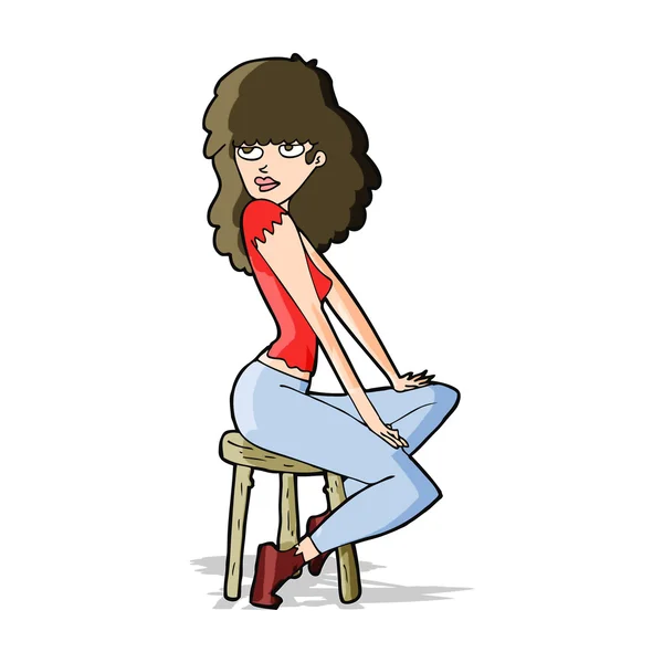 Cartoon vrouw staking pose — Stockvector