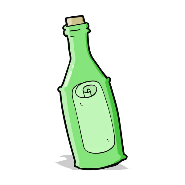 瓶の中の漫画のメッセージ — ストックベクタ