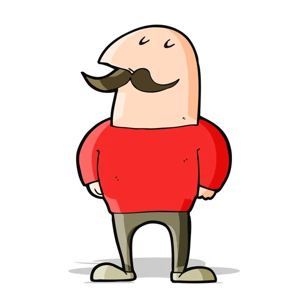 Cartone animato uomo calvo con i baffi — Vettoriale Stock