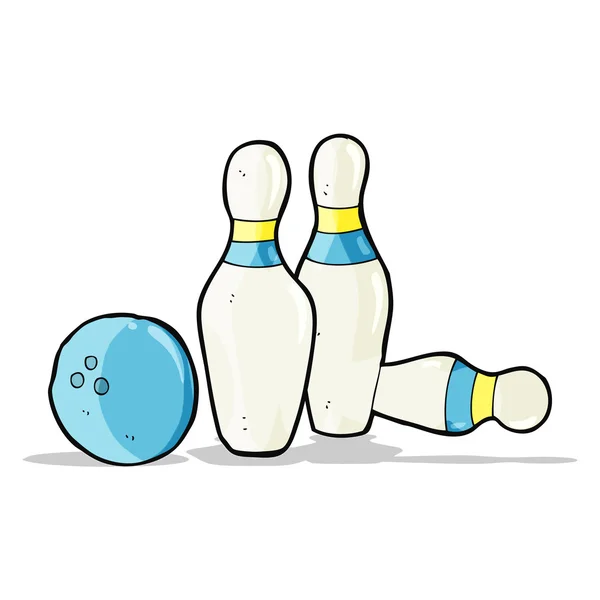 Cartoon bowling bal en kegels — Stockvector