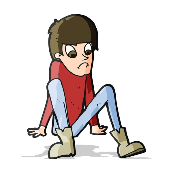 Cartoon jongen zitten op de vloer — Stockvector