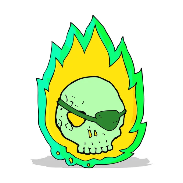 Calavera ardiente de dibujos animados — Vector de stock