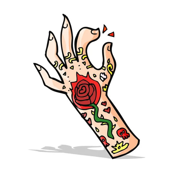 Rajzfilm tetoválás kéz — Stock Vector