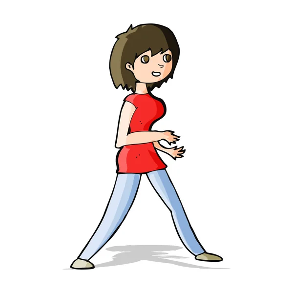 Kreslené žena chůze — Stockový vektor