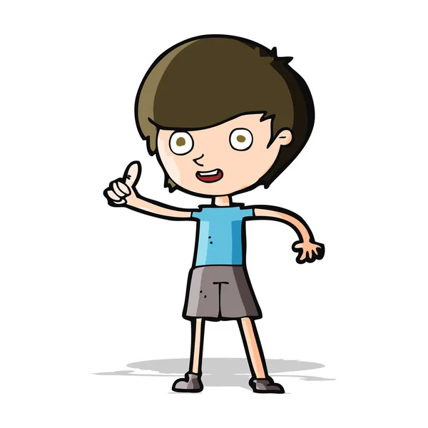 Cartoon jongen geven duimen omhoog symbool — Stockvector