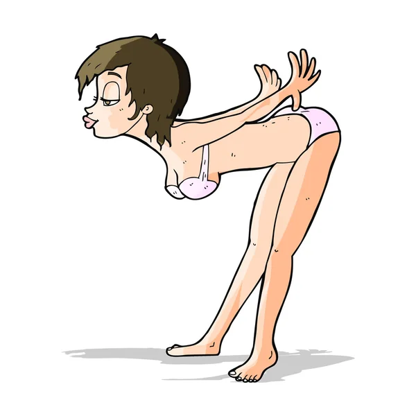 Cartoon pin-up girl in ondergoed — Stockvector