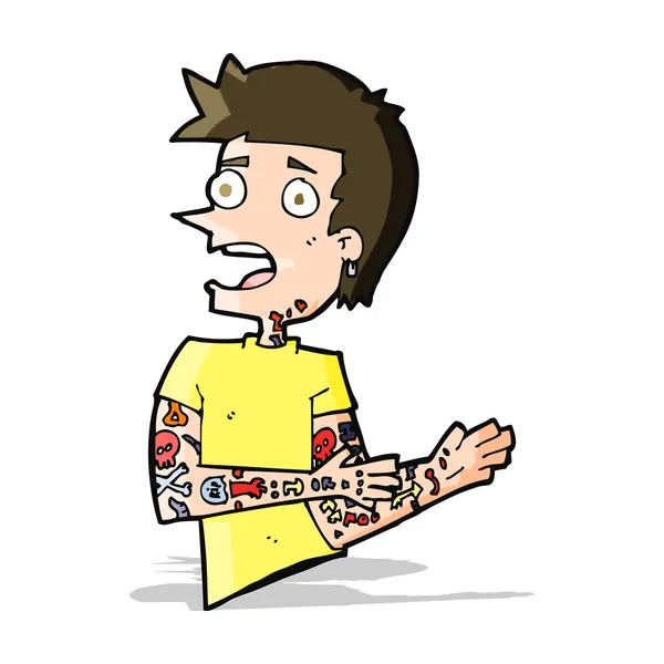 Cartoon man with tattoos — Stock Vector