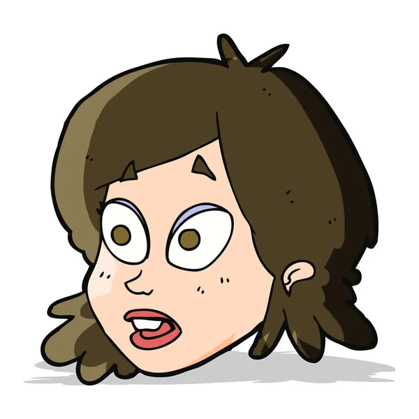 驚くような表情をした漫画の女性の顔 — ストックベクタ