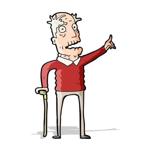 Cartoon oude man met wandelstok — Stockvector