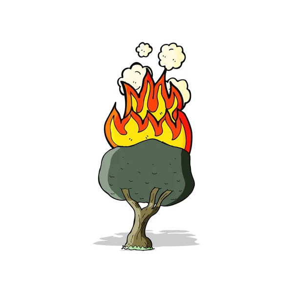 Arbre de dessin animé en feu — Image vectorielle