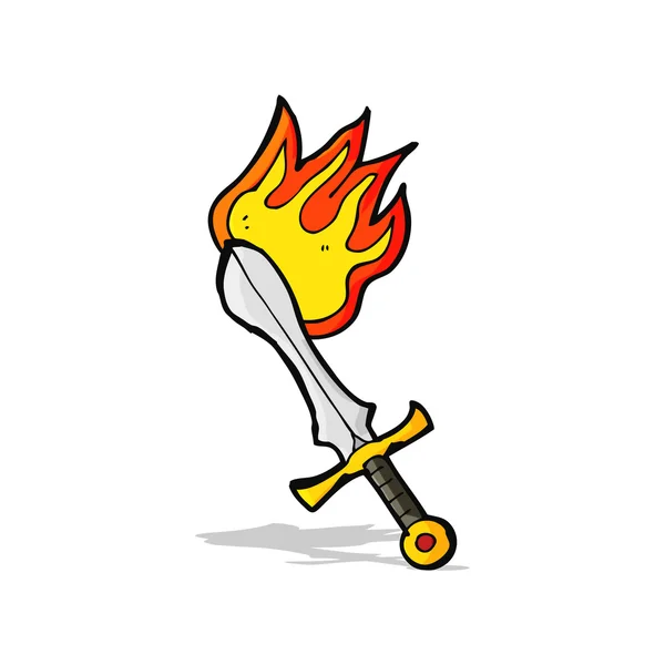 Karikatür flaming kılıç — Stok Vektör