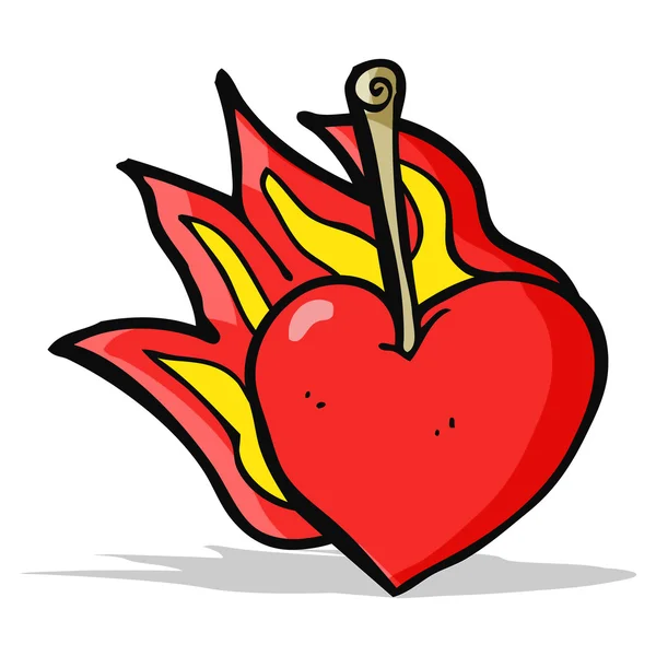 Мультяшний палаючий серце вишня — стоковий вектор