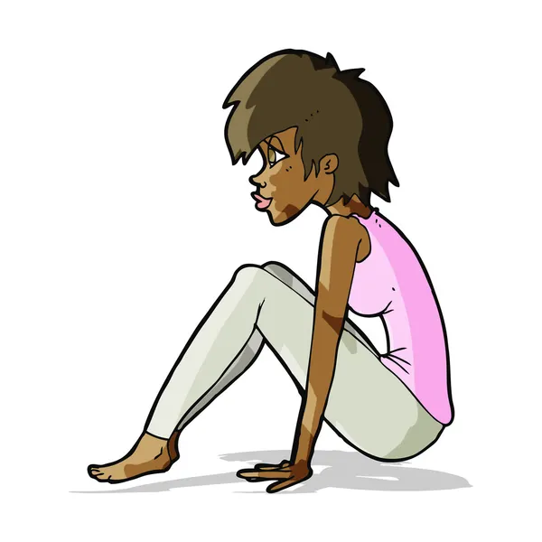 Caricature femme assise — Image vectorielle