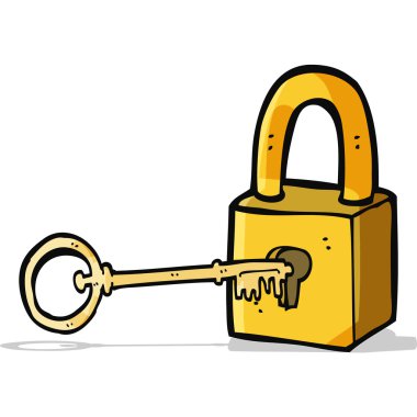 çizgi film asma kilit ve anahtar