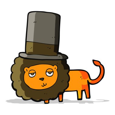 Çizgi film aslanı silindir şapkalı