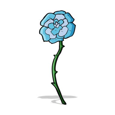 Mavi çiçek dövme karikatür