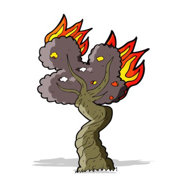 çizgi film yaşlı ağacı yakıyor.