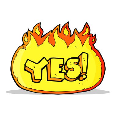 çizgi film alevli evet sembolü