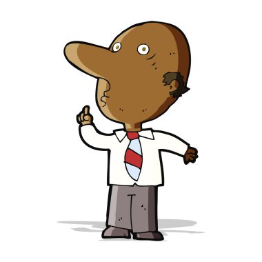 Çizgi filmdeki kel adam soru soruyor.