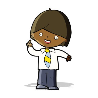 Çizgi film çocuğu soruyu cevaplıyor.