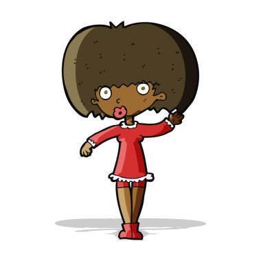 karikatür sallayarak kız