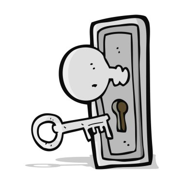 çizgi film anahtarı ve anahtar deliği