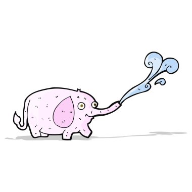 karikatür komik küçük fil su fışkırtıyor