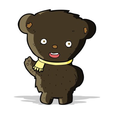 Çizgi film siyah ayı el sallıyor