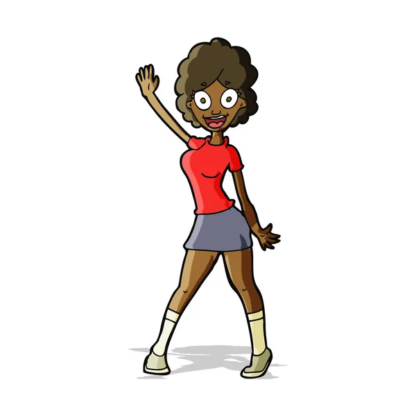 Mujer de dibujos animados bailando — Vector de stock