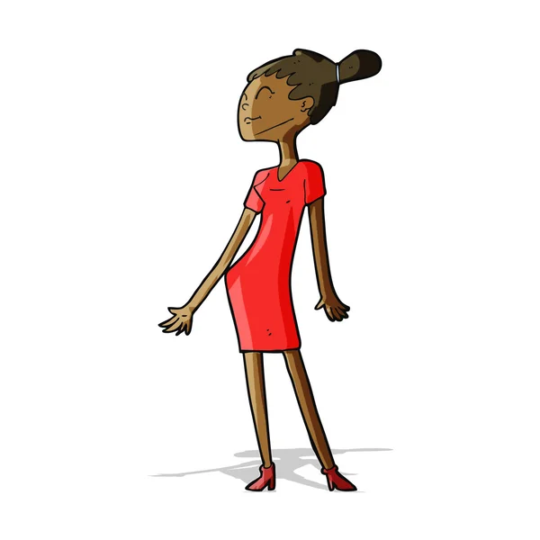Femme dessin animé en robe — Image vectorielle