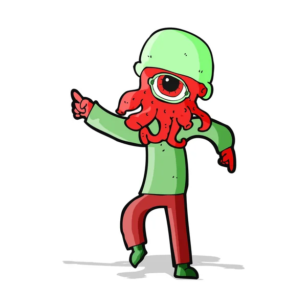 Cartoon alien man dancing — Stock Vector