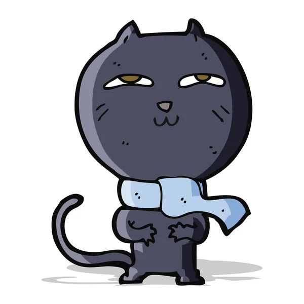 Kreslené legrační kočka na sobě šálu — Stockový vektor