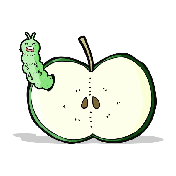 Cartoon bug eating apple — Stock Vector