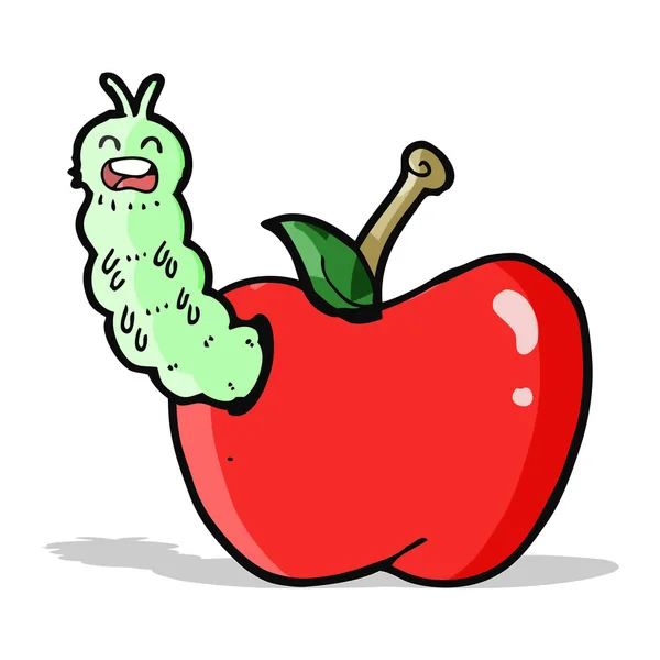 Cartoon bug eating apple — Stock Vector