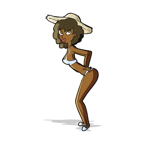 Cartoon pin-up beach girl — Stock Vector