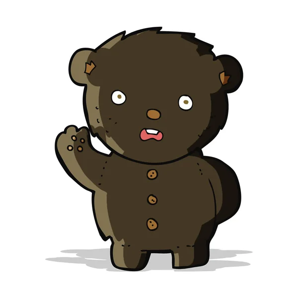 Dessin animé malheureux ours en peluche noir — Image vectorielle