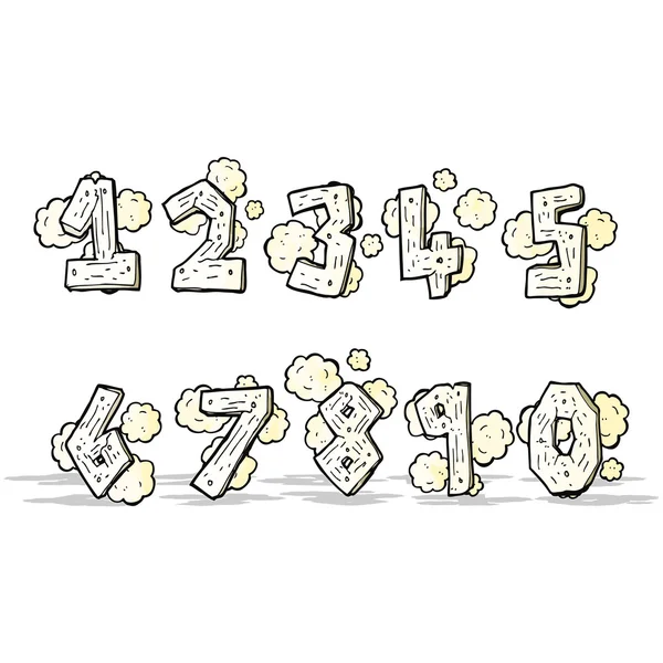 Cartoon wooden numbers — Stock Vector