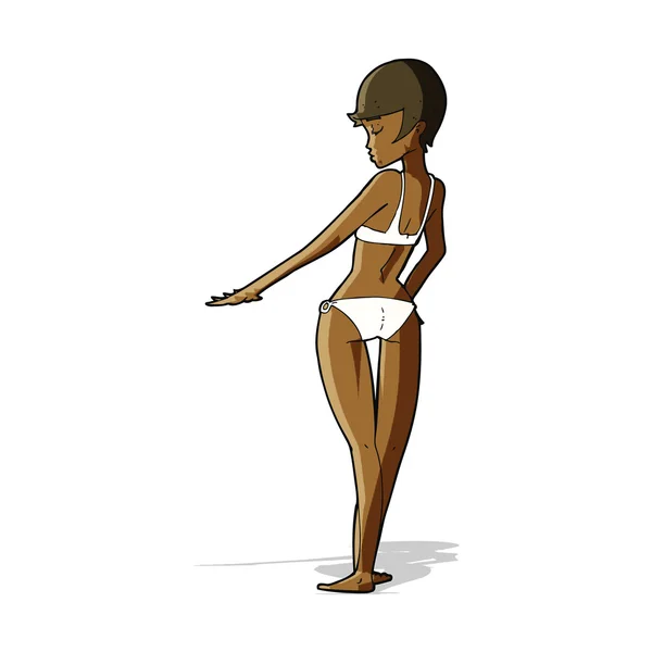 Cartoon vrouw in bikini — Stockvector