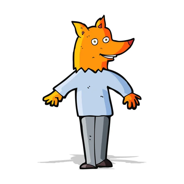 Dibujos animados hombre zorro feliz — Vector de stock