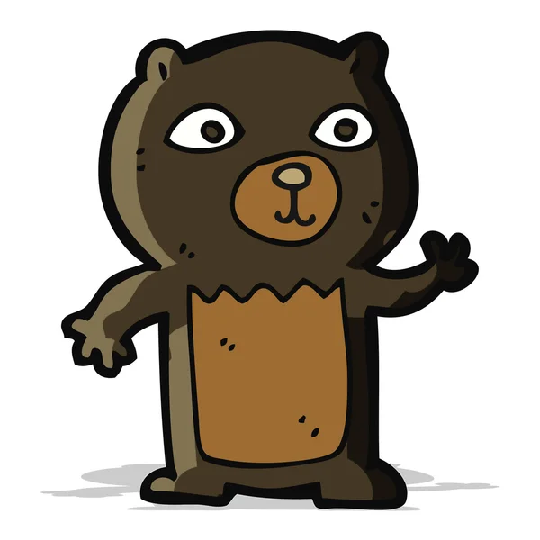 Cartoon zwaaien zwarte beer welp — Stockvector