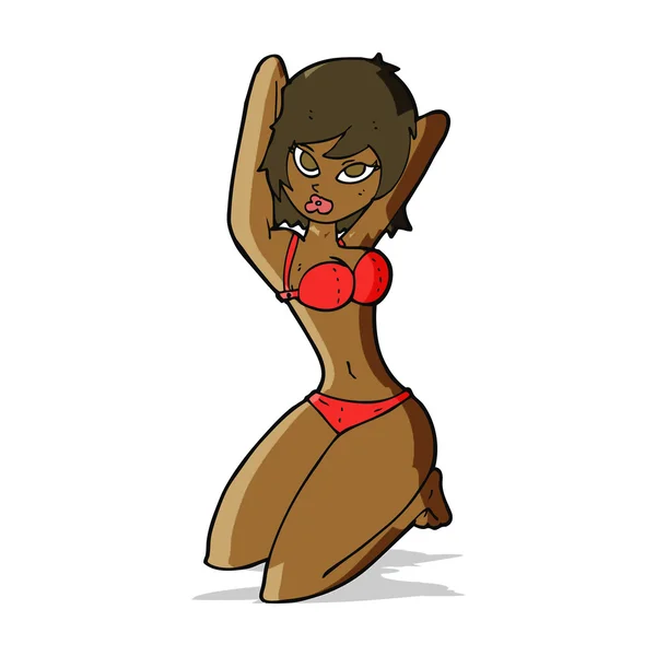 Dibujos animados mujer sexy posando — Vector de stock