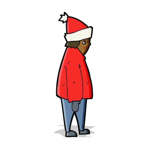 Cartoon person in winter clothes — Stock Vector