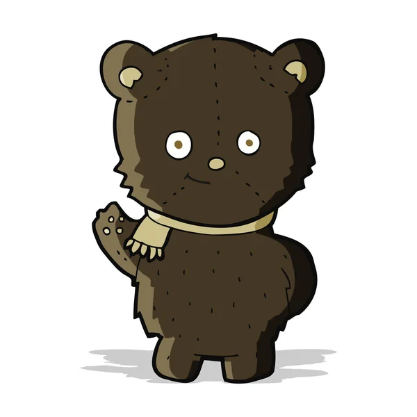 Mignon dessin animé ours noir agitant — Image vectorielle