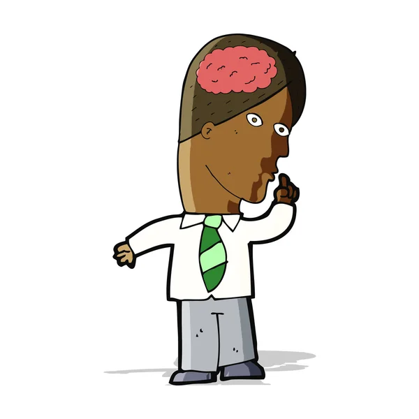 Uomo d'affari cartone animato con cervello enorme — Vettoriale Stock