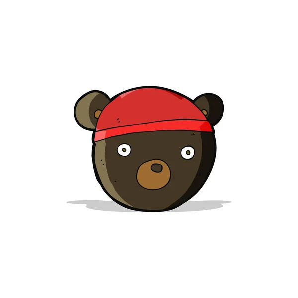 Cartoon black bear cub wearing hat — Stock Vector
