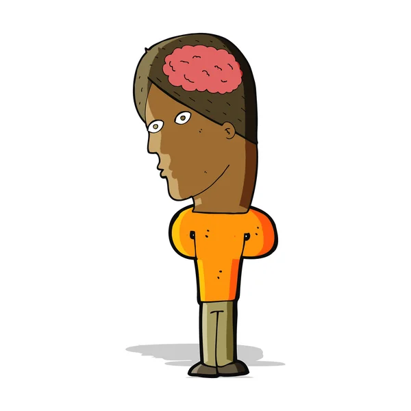 Cartoon man with big brain — Stock Vector