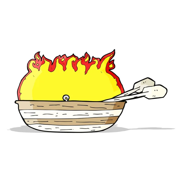Cartoon burning boat — Stock Vector