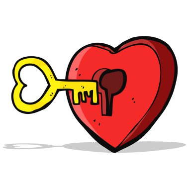 anahtarlı karikatür kalp