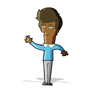 Çizgi filmdeki sıkılmış adam el sallıyor