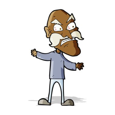 Çizgi film kızgın yaşlı adam.